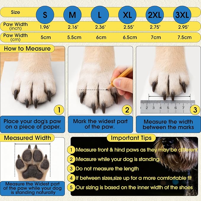 Lelepet 4pcs Dog Shoes for Hot Pavement,Dog Booties for Large Size Dogs | Breathable dog booties with reflective double straps protect paws from hot pavement and outdoor terrain. Blue
