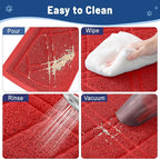 Smiry Cat Litter Box Mat 30x17, Non-Slip Water Resistant Litter Trapping Mat, Easy Clean Less Waste and Urine-Locking Cat Carpet for Indoor, Red