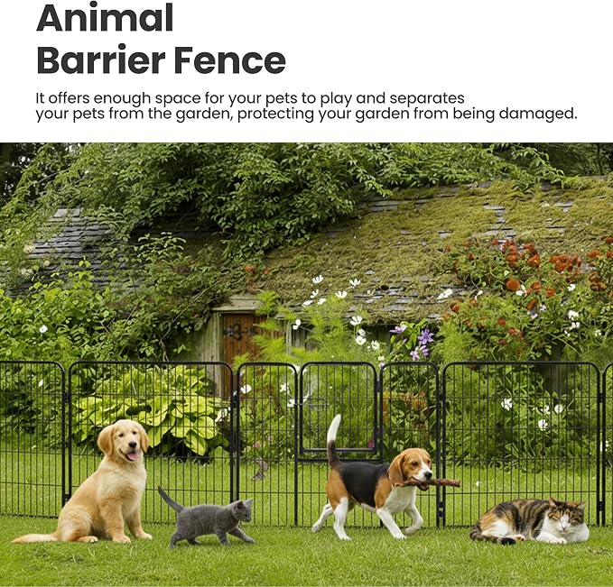 Simple Deluxe Dog Playpen Outdoor Indoor, 24 Inch 8 Panels Dog Fence for Small Dogs Puppy, Perfect Dog Pen for Camping, Yard, RV, Garden Fence, Black