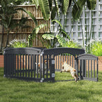DUMOS Dog Playpen 6 Panel 24" Plastic Exercise Indoor Pen with Door Small Puppy, Medium Dogs Animal Pet Fence for Outdoor, Garden, Yard, RV Camping - Black