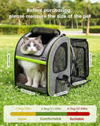 pecute XL Cat Backpack Expandable, Cat Carrier Backpack Acrylic Window | Durable Oxford Cloth, Lockable Zipper,Use for Pet Under 15 lbs to Travel