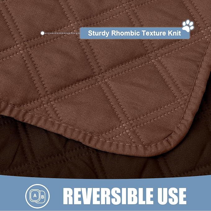Smiry Waterproof Reversible Pet Couch Covers for Dogs | Pet Friendly, Soft Fabric, Washable Sofa Furniture Protector for Dogs Cat Kids, Checkered (30"x95", Brown/Chocolate)
