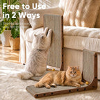 FUKUMARU Cat Scratcher 2 Packs, 25 Inch Cat Scratching Boards, L Shaped Pad | Cardboard Cat Scratcher for Indoor Cats, Vertical Scartch Pads with Ball Toy, Kitten Scratching Post Wall, Walnut Color