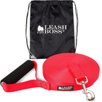 Leash Boss Free Range - Long Dog Leash for Large Dogs - 1 Inch Heavy Duty Nylon Training Lead with Padded Handle - High Visibility Orange - Extra Long Dog Leash (30 Ft)