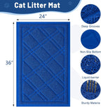 Smiry Cat Litter Box Mat 36x24, Non-Slip Water Resistant Litter Trapping Mat, Easy Clean Less Waste and Urine-Locking Cat Carpet for Indoor, Blue