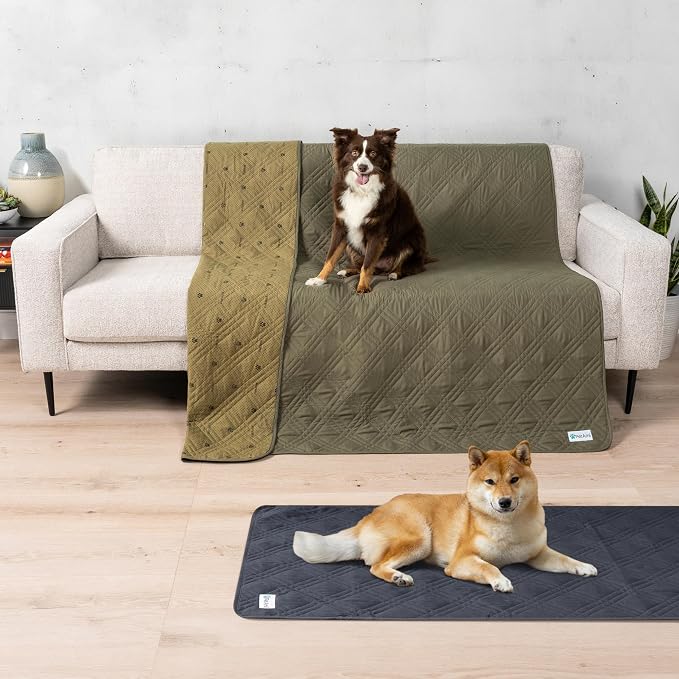 PetAmi Waterproof Couch Cover for Dog Nonslip Bed Sofa Blanket, 68x82 Green | Leakproof Furniture Protector for Pet Cat, Machine Washable Pee Proof Mat for Chair Car Seat, Durable & Anti Slip Backing