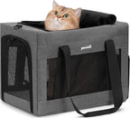 Pecute Cat Carrier, Portable Travel Dog Carrier with Stable Structure, Grey | Larger Space, 360° Ventilation & Comfort, Escape-Proof, for Travel / Car Trips / Vet Visits, Fits Cats up to 11 lbs
