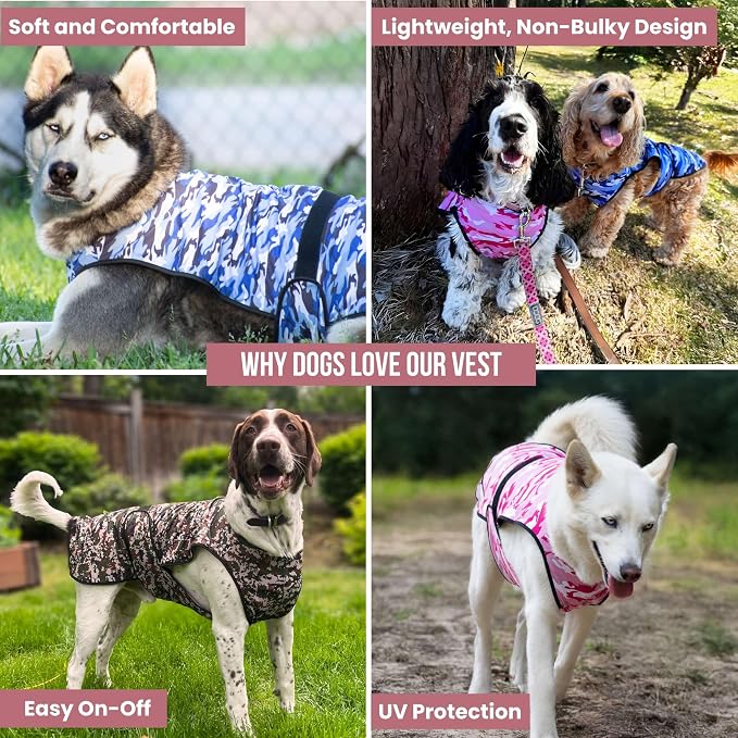 Dog Cooling Vest, 2-Layer Microfiber Cooling Jacket, Blue, XL | Longer cooling duration, balanced comfort, UV protection, soft double-layer microfiber fabric, sizes to suit most dogs