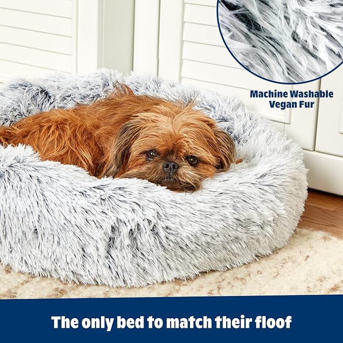 Barkbox Dog Bed, 2-in-1 Memory Foam Donut Cuddler Dog and Cat Bed, Calming Orthopedic Joint Relief Fur Crate Lounger for Pets, Machine Washable + Removable Cover, Waterproof Lining, Includes Toy | Calming Orthopedic Joint Relief Furry Crate Lounger for...