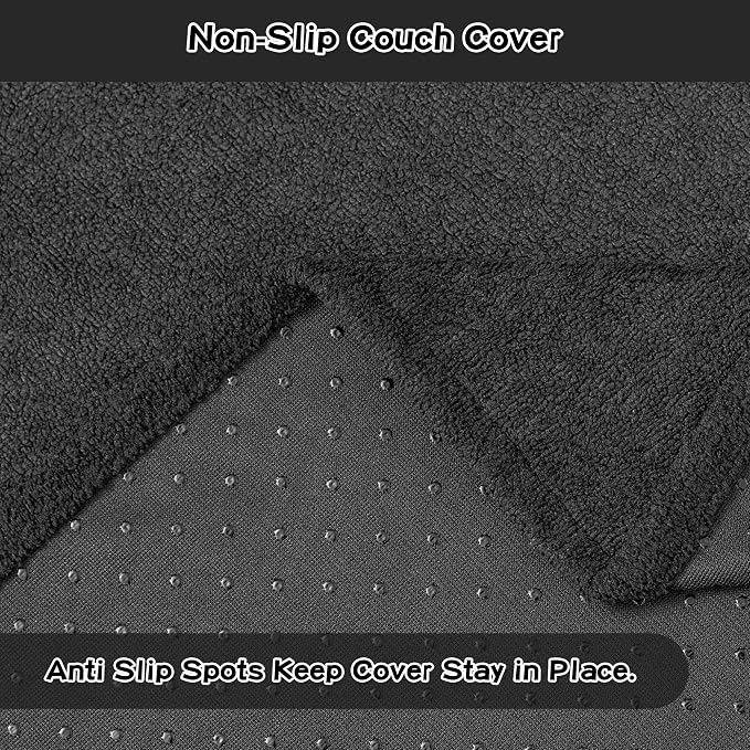 Chair Cover Cat Scratch Proof Recliner Chair Covers, Oversized Armchair Sofa Covers Washable Sofa Slipcover for Single Couch, Soft Small Couch Slipcover for Pets Dogs, 71" x 91", Black