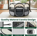 Love's cabin Dog Playpen with Washable Pee Pad, Puppy Pet Cat Playpen Small Dogs Tent Crate Indoor/Outdoor, Portable Pop Up Kennel with Carrying Case for Cats/Rabbits(Grey,Small with pad)