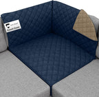 Sofa Shield® Couch Sectional Covers for Dogs, Reversible Furniture Protector with Strap, Stain and Tear Resistant Cushion Cover, 30x30 inch Seat, Machine Washable Slipcover Pets, Cats, Navy Sand