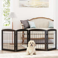 Dog Gate - 4 Panel Foldable Pet Gate Indoor for Doorways, House, Stairs, Freestanding Gate for Dogs - 80x24 -Inch Puppy Safety Fence by PAWLAND, Espresso