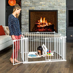 Regalo Safety 24"-192" Metal Double Door Baby Gate & Play Yard | Adjustable Playpen, For Doorways & Open Spaces, For Babies, Toddlers & Pets, White, Tested & Trusted for 30 Years