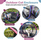 PAWISE Outdoor Cat Enclosure, Cat Tent and Tunnel, Pop Up,Storage Bag | Oxford, 46x46x18in tent, 122in tunnel, includes storage bag