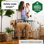 Ingenuity Decorative Panel Tall Baby Gate & Dog Gate, 28"-42" Wide, 30" Tall, Hardware or Pressure Mounted, Install on Top or Bottom of Stairs, Banister, or Doorway - Espresso