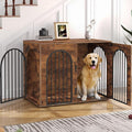 Hzuaneri 44.1" Wooden Dog Crate Furniture, Indoor Dog Kennel Dogs Cage for Small/Medium/Large Dogs, Heavy Duty Dog Crates Decorative Pet House End Side Table TV Stand, Rustic Brown DFC83901B