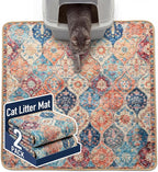 Hompet Cat Litter Mat 2 Pack, 36x36 Large Machine Washable Trapping Mats for Cats, Super Absorbent & Urine-Proof Cat Litter Box Mat for Floor, Waterproof & Non Slip Kitty Litter Rug