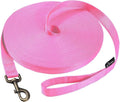 HIKISS Long Dog Leash Obedience Recall Training Agility Lead with Thickening Material for Large Dog - 15ft 20ft 30ft 50ft 100ft Training Leash(Pink 50ft)