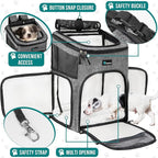 PetAmi Dog Backpack Carrier, Airline Approved 4-Way Entry Cat Backpack Carrier, Ventilated Mesh, Collapsible Pet Carrier for Small Puppy, Kitten, Hiking, Travel Car, Vet, up to 18 lbs, Heather Gray