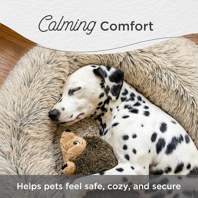 Best Friends by Sheri The Original Calming Donut Dog Bed for Extra-Large Dogs up to 150 lbs, Shag Faux Fur, Gray, 45" x 45"