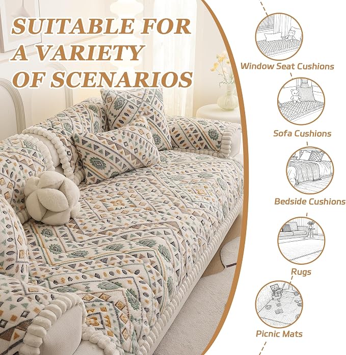 Couch Covers Washable Couch Cover for Dogs Fuzzy Sofa Covers for Pet, Non-Slip Sofas Slipcover Cushion Protector Pets Mat Dog Bed Mats(Only 1PC)