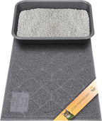 Neater Pets Neater Mat Cat Litter Mat, Thick & Durable Cat Mat for Litter Box, Trapper Pad Catches Mess to Protect Indoor Floors, Soft on Kitty Paws, Anti-Skid Grip Backing, Easy to Clean, Charcoal