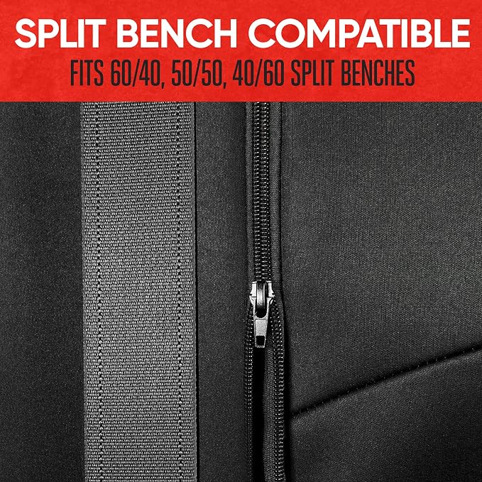 Motor Trend Neoprene Waterproof Seat Covers for Cars, Trucks, & SUV – Black Automotive Interior Protectors - Rear Split Bench Protector for Kids Dogs & Pets – Forros para Asientos de Carro