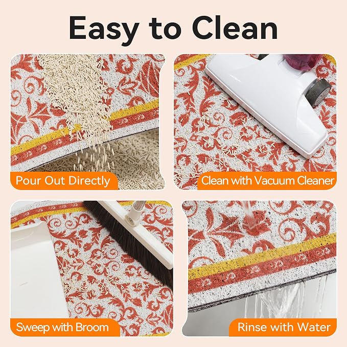 Cat Litter Mat, 33"x22" High Density PVC Litter Rug Trapping Mat, Non-Slip, Waterproof & Urine-Proof Kitty Litters Catcher Mats, Keep Floor Clean, Soft on Kitten Paws, Cat Essentials Brown