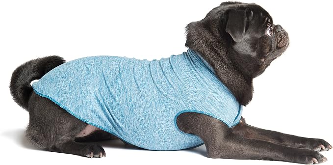 Gold Paw Sun Shield Dog Tee – T-Shirt for Canines – UV Protection, Pet Anxiety Relief, Wound Care – Protects Against Foxtails, Aids Alopecia - Machine Washable, All Season – Size 30 – Ocean Blue