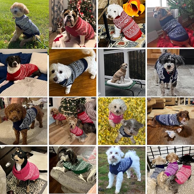 HOMIMP Dog Sweater Argyle - Warm Winter Clothes Puppy Soft Coat, Ugly Dog Sweater for Small Medium and Large Dogs, Pet Clothing Boy Girl, Cream XXS