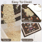 Glittme Cat Litter Mat with Non-Slip Bottom Litter Box Mat 33"X22" Litter Trapping Mat Easy to Clean Washable Cat Food Mat for Kitty,L