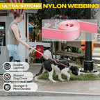 Fida 10ft Heavy Duty Dog Leash with 2 Comfortable Padded Handles, Traffic Handle & Advanced Easy Snap Hook, Reflective Walking Lead for Large, Medium & Small Breed Dogs, Pink