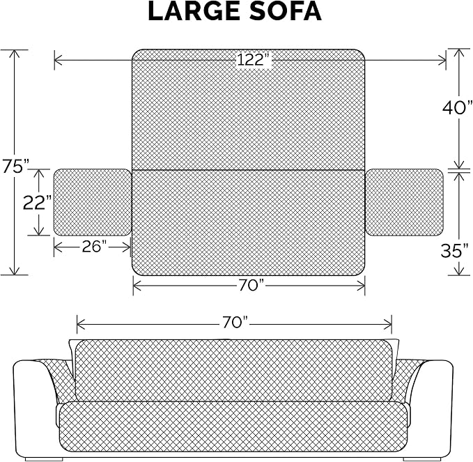 Furhaven Waterproof & Non-Slip Large Sofa/Couch Cover Protector for Dogs, Cats, & Children - Quilted Paw Print Living Room Furniture Cover - Gray, Large Sofa