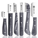 FJ Professional Stripping Knife kit (6 pieces set) for Dogs & Pets, Wooden Handle Grip with Stainless Steel Blade (Right handed) (Black)