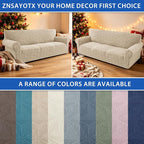 ZNSAYOTX Stretch Couch Cover, 1 Piece Oversized Sofa Covers for 3 Cushion Couch, Jacquard Sofa Slipcovers with Elastic Bottom Thickened Furniture Protector for Dog Cat Pet (X-Large, Khaki)