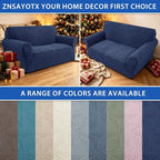 ZNSAYOTX Stretch Couch Cover, 1 Piece Sofa Covers for 2 Cushion Couch, Jacquard Loveseat Slipcovers with Elastic Bottom Thickened Furniture Protector for Dog Cat Pet (Medium, Navy Blue)