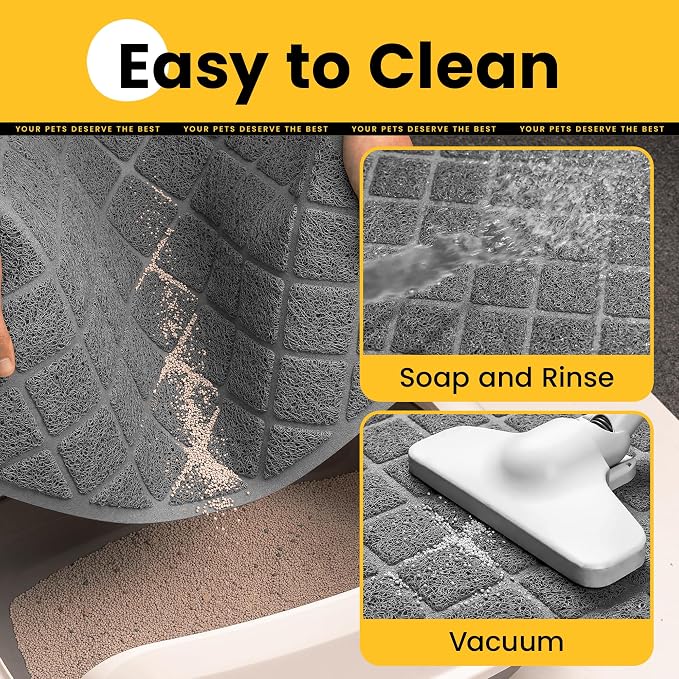 Conlun Cat Litter Mat Litter Trapping Mat, 30" x 20" Premium Durable PVC Grid Mesh with Scatter Control, Non-slip, Less Waste Cat Litter Box Mat, Soft on Kitty’s Paws, Urine Waterproof