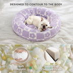 LE SURE Shown on TV Jacquard Donut Dog Beds Medium,Flower Checks 30x30x8in | Orthopedic Calming Pet Bed Sofa, Original Design Pattern,Washable Cover,Cute Home Decor as Gift for Pet,Anti Slip Bottom