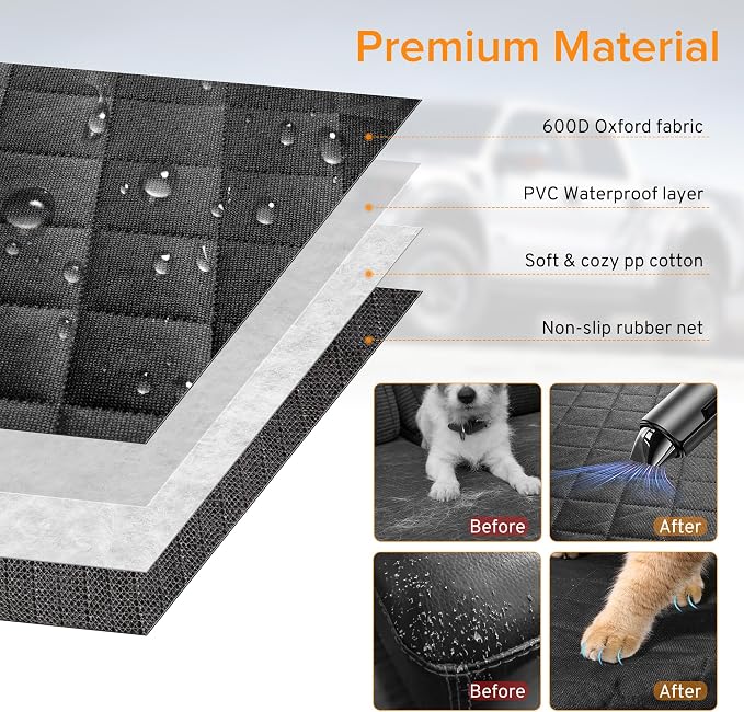 Dog Car Seat Cover for Back Seat for Kia Soul K5 Niro Forte Optima Stinger | for EV6 EV9 Accessories 2000-2025 2026 2027 Pet Bench Backseat Rear Seat Covers Waterproof Non-Slip Black