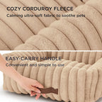 Bedsure ComfyFleece™ Cute Dog Bed Medium Large Size Dog，33in Sandy Beige | Furry Big Pet Beds,Washable Rectangle Orthopedic Corduroy Aesthetic,Removable Zipper Cover,Non-Slip Bottom,Up To 50 Lbs