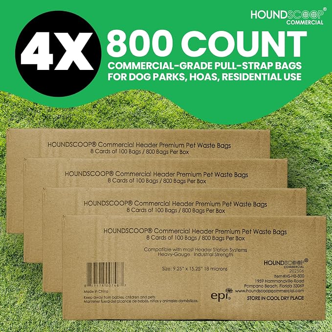 3200 Ct XL Pull-Strap Header Pet Waste Bags for HOA Stations | Commercial XL Pull-Strap Header Dog Poop Bags, 32x100 Bags, Leakproof, Strong, Easy Single Pull for Poop Station Dispensers