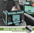GAPZER Cat Carrier 18"x11"x11" TSA Approved Ventilated Pet Air Travel Cage | Top Open Small Animal Basic Crate, Shih Tzu Dog Softsided Durable Kennel, 4-Mesh-Side Kitty Carry on Case up to 20 lbs Teal