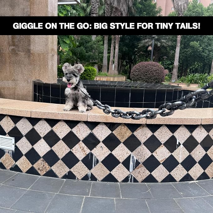 6 Ft Funny Dog Leash - Giant Plastic Chain Leash with Puppy Collar for Small Dogs, Cats, and Puppies - Black Funny Chain Dog Leash