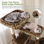 Globlazer Heavy Duty Cat Tree, 81 inch Extra Large Cat Tree for Indoor Cats Large Adult, Sturdy Cat Tower with 8 Scratching Post, 2 Cat Condos, 2 Platform, S81C, Leopard Print
