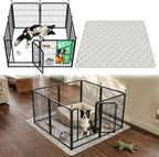 FXW Rollick Unleashed Dog Playpen for Indoor, Yard, RV Camping, 32 inch 8 Panels Dog Pen with Washable Pee Pad for Small and Medium Dogs, Black│Patented
