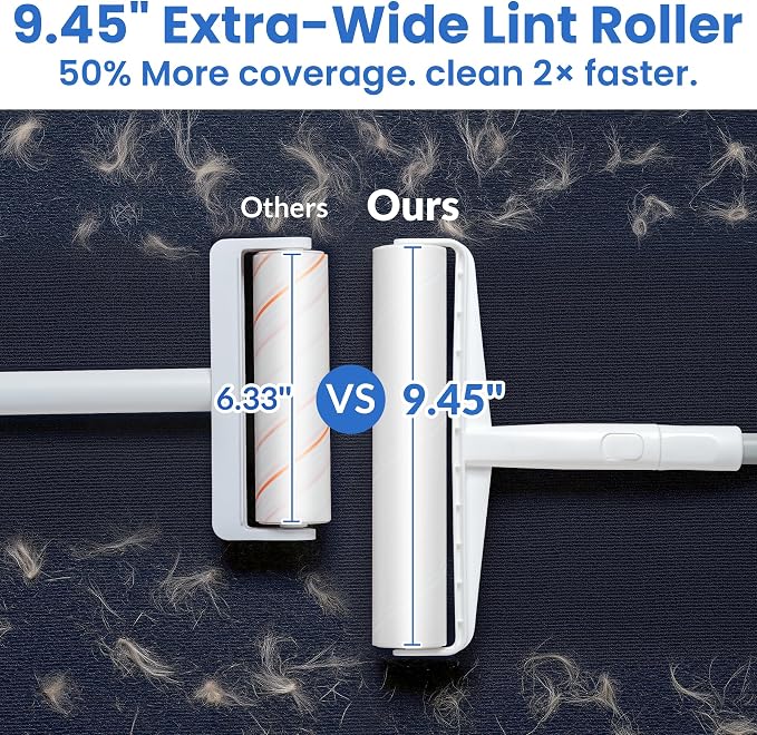 DELOMO 9.45” Large Lint Roller Refills, 6 Packs, 540 Extra Sticky Sheets | Sticky Roller Refills, Easy Tear Sheets, Compatible Only with DELOMO 9.45” Lint Roller, Floors, Carpets, Couches, Pet Hair