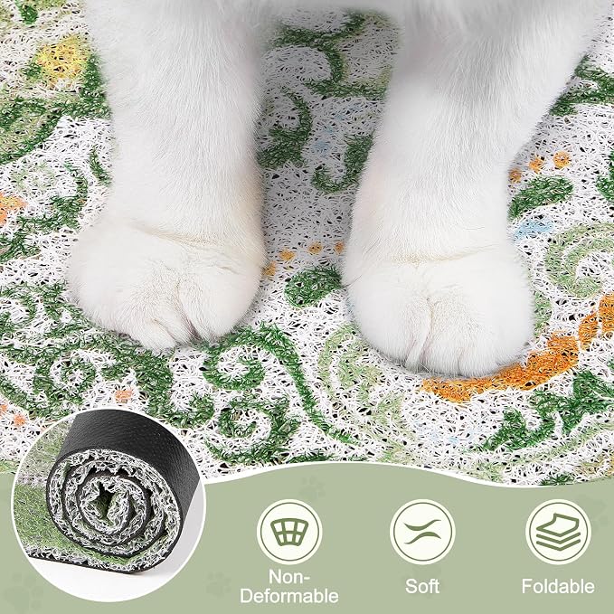 Unicorn Catcher 40"x30" Cat Litter Mat Non-Slip Washable Litter Box Mat | High-Density PVC Litter Catcher Mat Efficiently Traps Scattered Litter From Paws To Keep Floors Clean