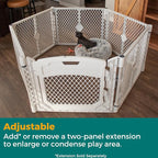 MyPet North States Petyard Plus: 3 Ft. Wide Folding Dog Playpen Indoor or Outdoor. 4-Panel Freestanding Play Pen Dog Gate Made in USA. 26" Tall, Light Gray