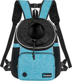 PetAmi Front Carrier Backpack for Dogs and Cats, Adjustable Ventilated Pet Chest Carrier for Hiking Camping Travel, Small Medium Dog Puppy Large Cat Carrying Bag, Max 10 lbs, Teal Blue